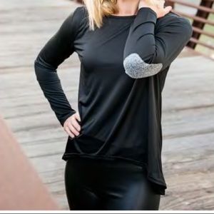 Long Sleeve Glitter Elbow Patch Shirt